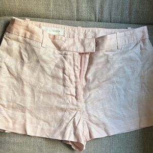 Zara Pale Pink High-Rise Linen-Blend Shorts
